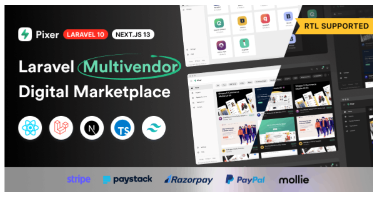 Pixer 6.8.0 – React Laravel Ecommerce Multivendedor Digital Marketplace